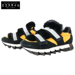 DOLCE&GABBANA　ドルチェアンドガッバーナ　ブラック×オレンジ カプリ ラビットファー スニーカーのサムネイル