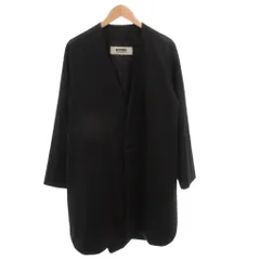 バシスブルック Basisbroek ノーカラーコート ウール混 ロング 3 黒 ブラック /FFのサムネイル