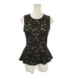ビーシービージーマックスアズリア BCBGMAXAZRIA シャツ ブラウス XS 黒 ブラック レース柄 ノースリーブ ペプラム プルオーバー /MN4 ■ECA005のサムネイル