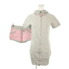 アンドバイピー&ディー ピンキー&ダイアン & by P&D セットアップ ジップパーカー ショートパンツ 38 グレー ピンク フード付き 半袖 ロゴ 総柄 /AO1 ■ECA005のサムネイル