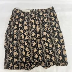 MARNI マルニ 2010年　コレクション 総柄 ひざ丈スカート ブラック×ベージュ　38サイズのサムネイル