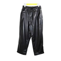 再構築 レザーパッチワーク ワイドパンツ イージーパンツ ブラック 本