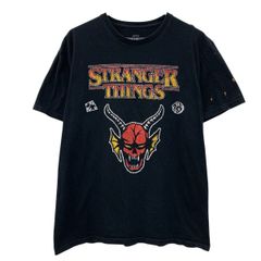 STRANGER THINGS 반소매 무비 T셔츠 L 블랙 스트레인저싱 스풀오버 빅 프린트 컷소우 여름물 a806-5443