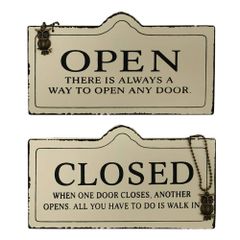 [신착 상품](베이지) 베이지 블랙 2색 칸반 매달아 양면 앤티크 CLOSED OPEN 목제 빈티지풍 가게 간판 클로즈 오픈 도어 플레이트