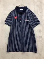 FILA GOLF フィラ ゴルフ ML5BL601 ゴルフウエア ロゴ刺繍 ポロシャツ sizeL/紺 ■◆ レディース