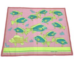 希少 レア 美品 HERMES エルメス 魚 サカナ 大判 ストール ショール