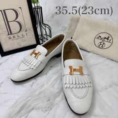 HERMES モカシン ロワイヤル ホワイト×ベージュ 37 - メルカリ