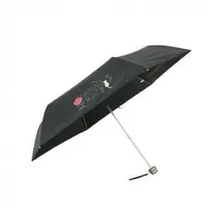 三国 裏黒コーティング晴雨兼用折りたたみ傘 バラと猫 黒 S2517502のサムネイル