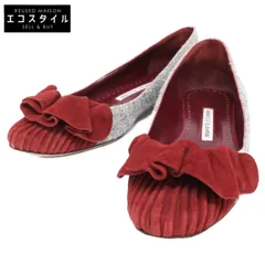 MANOLO BLAHNIK　マノロブラニク　ARLETI FLAT スエード/ツイード バレリーナ フラットシューズ　38のサムネイル