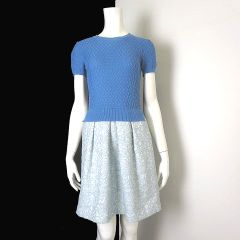 レオナール LEONARD デニムスカート 花がら刺繍 ひざ丈 絹 シルク 2P