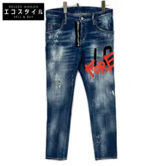 DSQUARED2　ディースクエアード　S79LA0040 22年製 インディゴ ICON SKATER JEAN スケータージーン ヴィンテージウォッシュクラッシュ&ペイントデニムパンツ　44のサムネイル