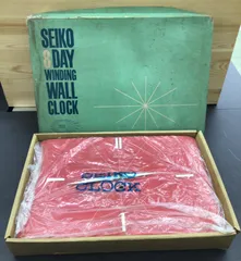 【中古・現状品】SEIKO　日巻掛時計　当時物　色：レッド　ジャンク品　K-758のサムネイル