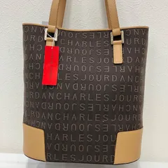 3578　美品　CHARLES JOURDAN シャルルジョルダン 　肩掛け　トートバッグ　ハンドバッグ　ブラウン系　キャンバス　レザーのサムネイル