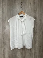 BEATRICE ベアトリス 日本製 異素材ドッキング ボウタイ フレンチスリーブ ブラウス シャツ size38/白 ■◇ レディースのサムネイル
