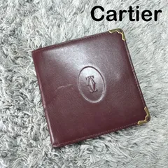 Cartier カルティエ 二つ折り財布 マストライン レザー ボルドーのサムネイル