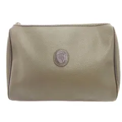 トラサルディ TRUSSARDI ポーチ カーキ 無地 ロゴパッチ ジッパー開閉 ECG003 /ML ■ECG003のサムネイル
