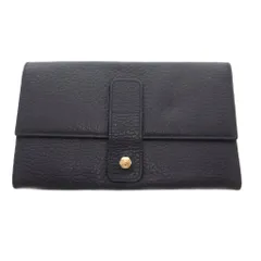 バリー BALLY 長財布 紺 ネイビー シボ加工 ベルトデザイン ゴールド金具 /SX ■GY59のサムネイル