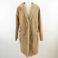 オリーブデオリーブ OLIVE des OLIVE フェイクムートンコート フード ロング 長袖 茶 F *A326のサムネイル