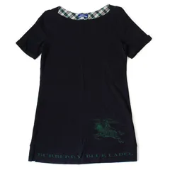 WE26194 美品 BURBERRY BLUE LABEL バーバリーブルーレーベル 半袖 カットソー Tシャツ チュニック ネイビー 紺 38