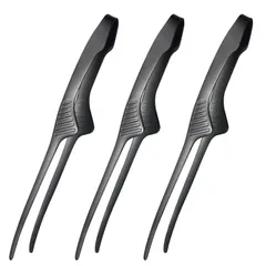 【特価商品】3本セット-Black) (先端 焼肉トング パスタ 取り分け すべりにくい 菜箸 バーベキュー キャンプ 自立式 ステンレス 焼肉 トングのサムネイル