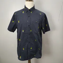 THE HUNDREDS　総柄　半袖シャツ　コットン　Lサイズ　ネイビー　紺色　【923】のサムネイル
