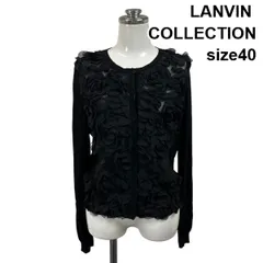 ◇ ランバンコレクション LANVIN COLLECTION カーディガン ラウンドネック 長袖 フラワーモチーフ チュール 40 S 7号 レディース S6F140のサムネイル