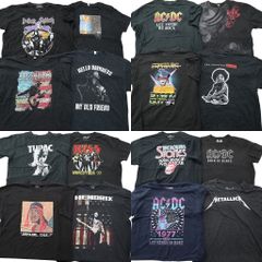 헌 옷 도매 정리 판매 음악 밴드 T셔츠 16장 세트 (맨즈 2XL) AC/DC KISS 메탈리카 롤링 스톤즈 중고 헌 옷 NE3912