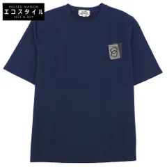 HERMES　エルメス　新品同様 半袖 ショートスリーブ ミニレザーパッチ Tシャツ トップス メンズ ネイビー S 23AW　Sのサムネイル