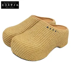 MARNI　マルニ　美品 ラフィアファブリック プラットフォーム クロッグサボサンダル シューズ レディース ベージュ 36 SBMS009704 25AW　36のサムネイル