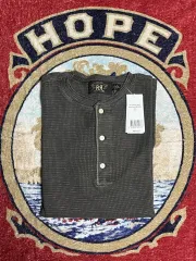 RRL(ダブルアールエル) ワッフル ニット ヘンリー ブラックのサムネイル