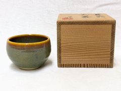 矢部成昭 備前焼 火襷 湯呑 陶芸 共箱 共布 祖父・人間国宝 山本陶秀