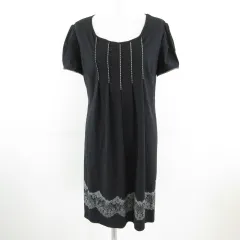 SUN LIGHT ワンピース ミニ 半袖 プリント ストレッチ 黒 4 *T155