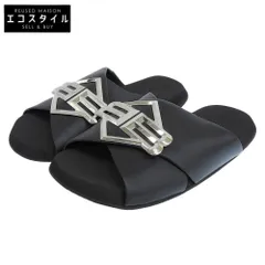 BALENCIAGA　バレンシアガ　新品同様 SUNSET FLAT MULE BBロゴメタルプレート レザー サンダル シューズ メンズ ブラック 43 828478 25SS　43のサムネイル