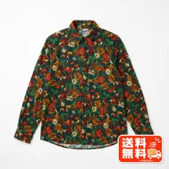 花柄 長袖シャツ レトロ ブラウス ダークグリーン レディースのサムネイル