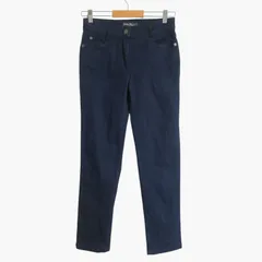美品 SalvatoreFerragamo サルヴァトーレフェラガモ ガンチーニ スキニー デニムパンツ ジーンズ 革パッチ レザートリム ジッパーフライ テーパード ストレッチ コットン インディゴブルー サイズ40 レディース イタリア製のサムネイル