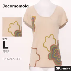 美品 Jocomomola トップス ブラウス　半袖　花柄　ワイドネック　刺繡アップリケ　フロントギャザーのサムネイル