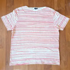 Paul Smith ポールスミス ボートネック ボーダーTシャツ ／ XL 綿100％ メンズ 生成り×赤のサムネイル
