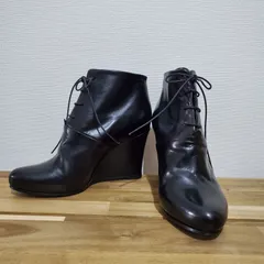 JIL SANDER ジルサンダー レザー レースアップ ショートブーツ ウェッジソール ブラック 36 1/2（23.5cm相当）のサムネイル