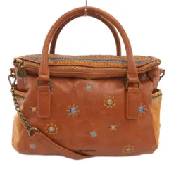 デシグアル Desigual 2WAY ハンドバッグ ショルダー 茶 ブラウン 刺繍 花柄 /NU ■GY99のサムネイル
