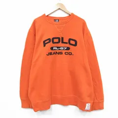 XL/古着 ラルフローレン ポロジーンズ 長袖 ブランド スウェット メンズ ビッグロゴ 大きいサイズ クルーネック オレンジ 26may14のサムネイル