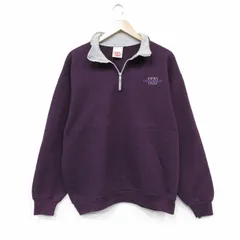 L/古着 ウィルソン 長袖 ハーフジップ スウェット メンズ 90年代 90s ワンポイントロゴ USA製 パープル 26may14のサムネイル