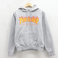 M/古着 スラッシャー 長袖 スウェット パーカー メンズ ビッグロゴ グレー 霜降り 26may14のサムネイル