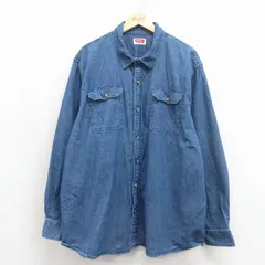 XL/古着 ラングラー 長袖 シャツ メンズ 大きいサイズ ネイビー デニム 26may14のサムネイル