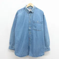 XL/古着 ラングラー 長袖 シャツ メンズ 00年代 00s 大きいサイズ コットン ボタンダウン ネイビー デニム 26may14のサムネイル