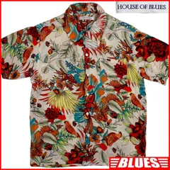 HOUSE OF BLUES シャツ M 半袖シャツ アロハ 花柄 鳥柄 レーヨン 古着 メンズ 半袖 ボタンシャツサイズM一覧←SEULB屋着古← NS778のサムネイル