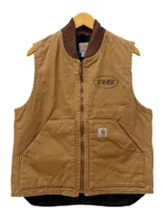 Carhartt (カーハート) ダックベスト 裏地キルティング 中綿 両面プリント 古着 116 TO THE GRAVE V01-BRN M-R ブラウン メンズ/025のサムネイル