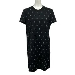 HERMES(エルメス) ワンピース サイズ38 M レディース美品  - H6E4526DQ 黒×白 クルーネック/半袖/ミニ/アノー・フィネス コットンのサムネイル