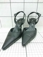 ◇ Θ ギンザ ダイアナ 銀座 DIANA アンクル ストラップ パンプス ポインテッドトゥ ブラック系 サイズ23.5cm レディース E  【1604220006959】