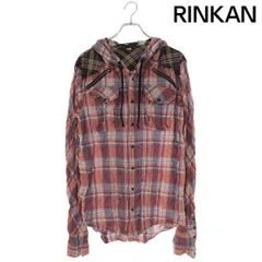 ルグランブルー  SHIRT-G/PK 0583PK カットオフシワ加工チェック柄フーデッド長袖シャツ メンズ 1のサムネイル