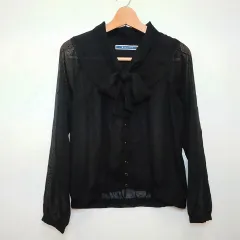 THE EMPORIUM ジエンポリアム ブラウス  シースルー ドット柄 スター ボウタイリボン ブラック 〇□ のサムネイル